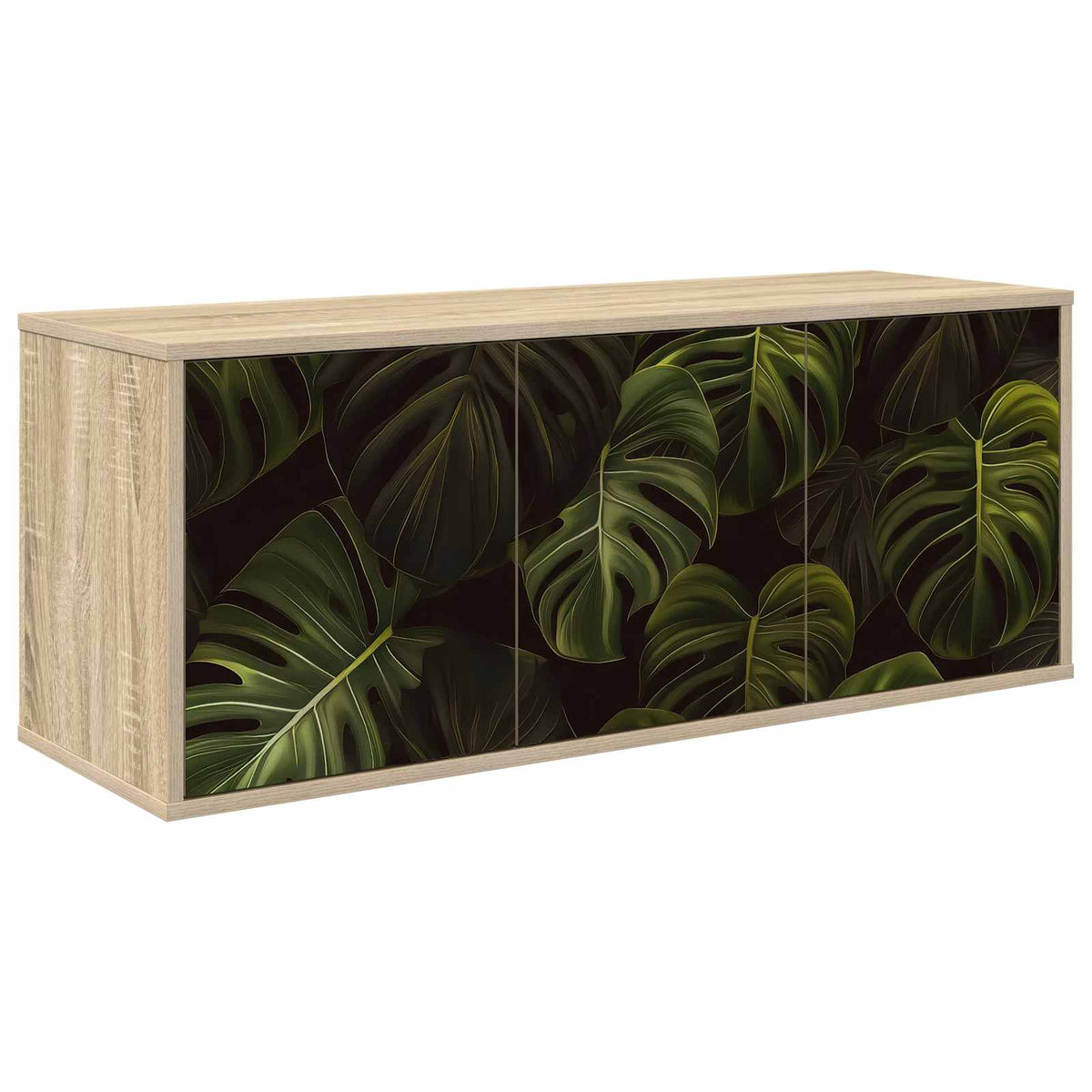 Wooden TV Stand 102cm Wide Wall Hung With 3 Doors - Elburg