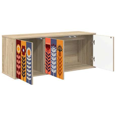 Wooden TV Stand 102cm Wide Wall Hung With 3 Doors - Essen