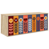 Wooden TV Stand 102cm Wide Wall Hung With 3 Doors - Essen