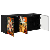 Wooden TV Stand 102cm Wide Wall Hung With 3 Doors - Gennep