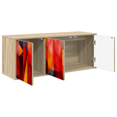 Wooden TV Stand 102cm Wide Wall Hung With 3 Doors - Heesch