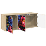Wooden TV Stand 102cm Wide Wall Hung With 3 Doors - Kiel