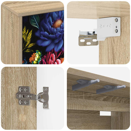 Wooden TV Stand 102cm Wide Wall Hung With 3 Doors - Kiel