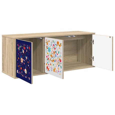 Wooden TV Stand 102cm Wide Wall Hung With 3 Doors - Mainz