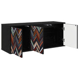 Wooden TV Stand 102cm Wide Wall Hung With 3 Doors - Ommen