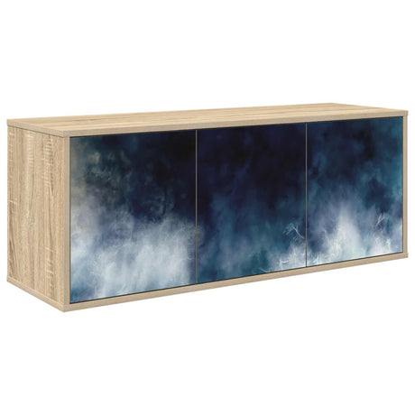 Wooden TV Stand 102cm Wide Wall Hung With 3 Doors - Raalte