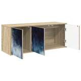 Wooden TV Stand 102cm Wide Wall Hung With 3 Doors - Raalte