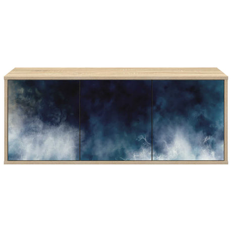 Wooden TV Stand 102cm Wide Wall Hung With 3 Doors - Raalte