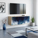 Wooden TV Stand 102cm Wide Wall Hung With 3 Doors - Raalte