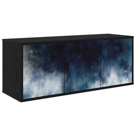 Wooden TV Stand 102cm Wide Wall Hung With 3 Doors - Raalte