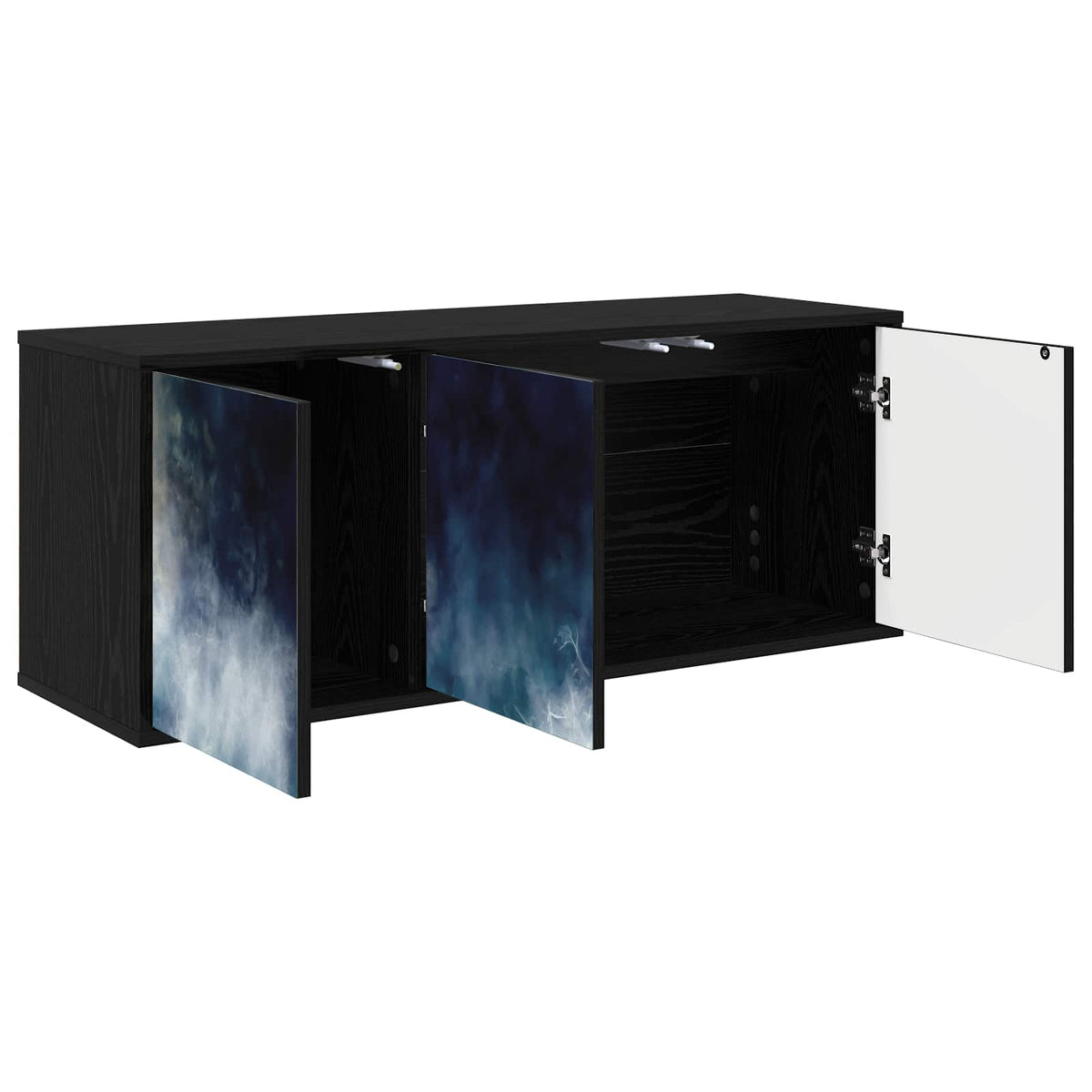 Wooden TV Stand 102cm Wide Wall Hung With 3 Doors - Raalte