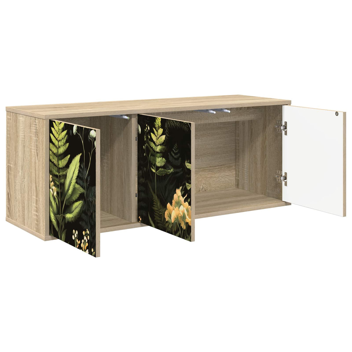 Wooden TV Stand 102cm Wide Wall Hung With 3 Doors - Rhenen