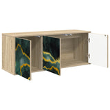 Wooden TV Stand 102cm Wide Wall Hung With 3 Doors - Wijhe
