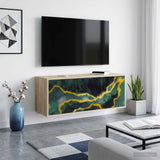Wooden TV Stand 102cm Wide Wall Hung With 3 Doors - Wijhe