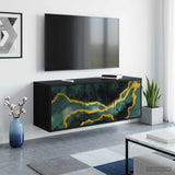 Wooden TV Stand 102cm Wide Wall Hung With 3 Doors - Wijhe