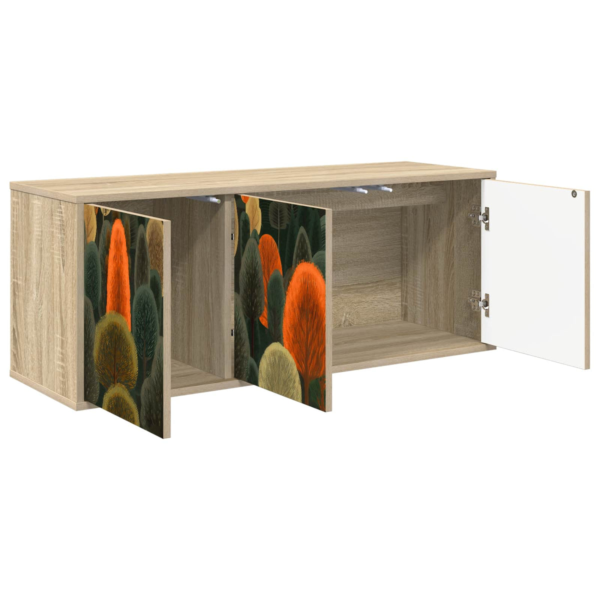 Wooden TV Stand 102cm Wide Wall Hung With 3 Doors - Zaandam