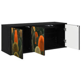 Wooden TV Stand 102cm Wide Wall Hung With 3 Doors - Zaandam