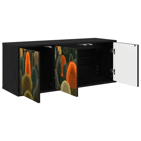 Wooden TV Stand 102cm Wide Wall Hung With 3 Doors - Zaandam