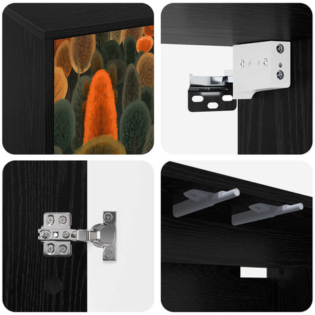 Wooden TV Stand 102cm Wide Wall Hung With 3 Doors - Zaandam