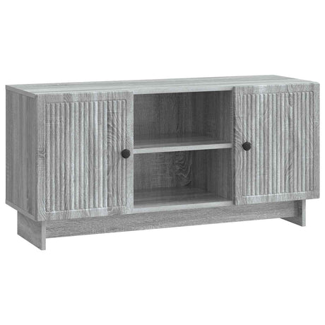 Wooden TV Stand 102cm Wide With 2 Doors And Black Metal Handle - Vantage Home