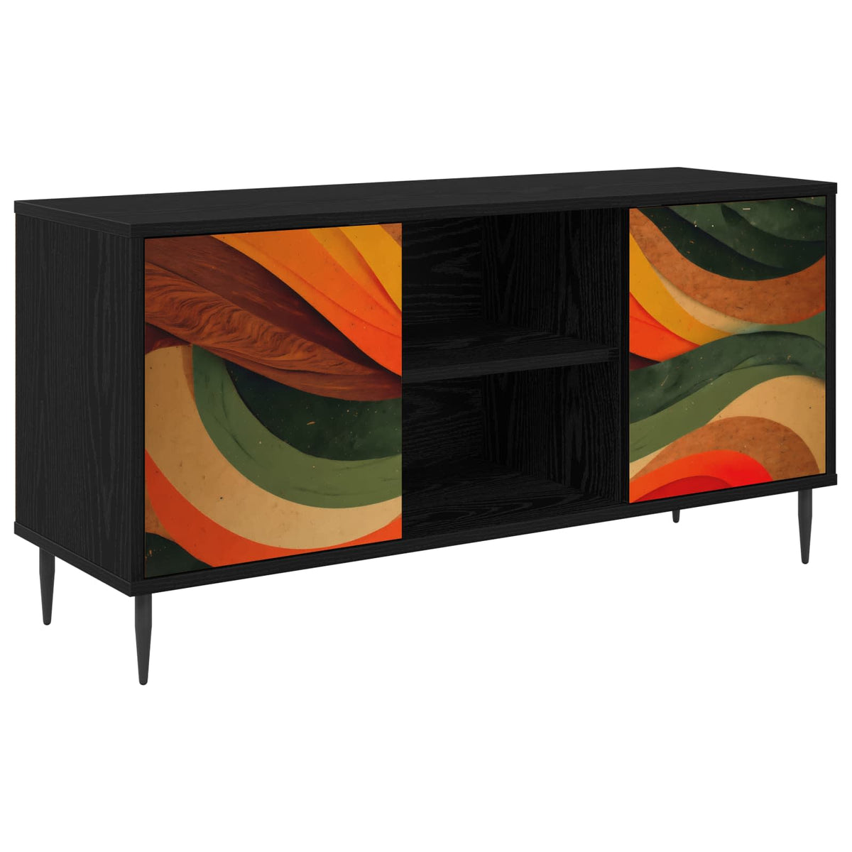 Wooden TV Stand 102cm Wide With 2 Doors And Raised Feet - Bonn