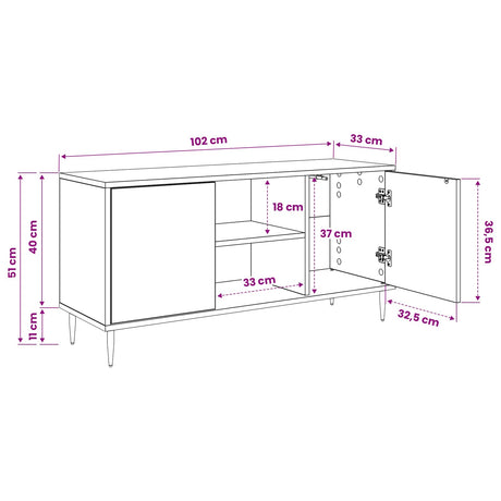 Wooden TV Stand 102cm Wide With 2 Doors And Raised Feet - Bonn