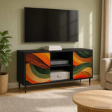 Wooden TV Stand 102cm Wide With 2 Doors And Raised Feet - Bonn