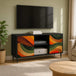 Wooden TV Stand 102cm Wide With 2 Doors And Raised Feet - Bonn