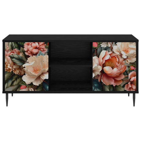 Wooden TV Stand 102cm Wide With 2 Doors And Raised Feet - Borne