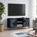 Wooden TV Stand 102cm Wide With 2 Doors And Raised Feet - Dokkum
