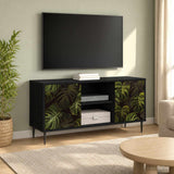 Wooden TV Stand 102cm Wide With 2 Doors And Raised Feet - Elburg