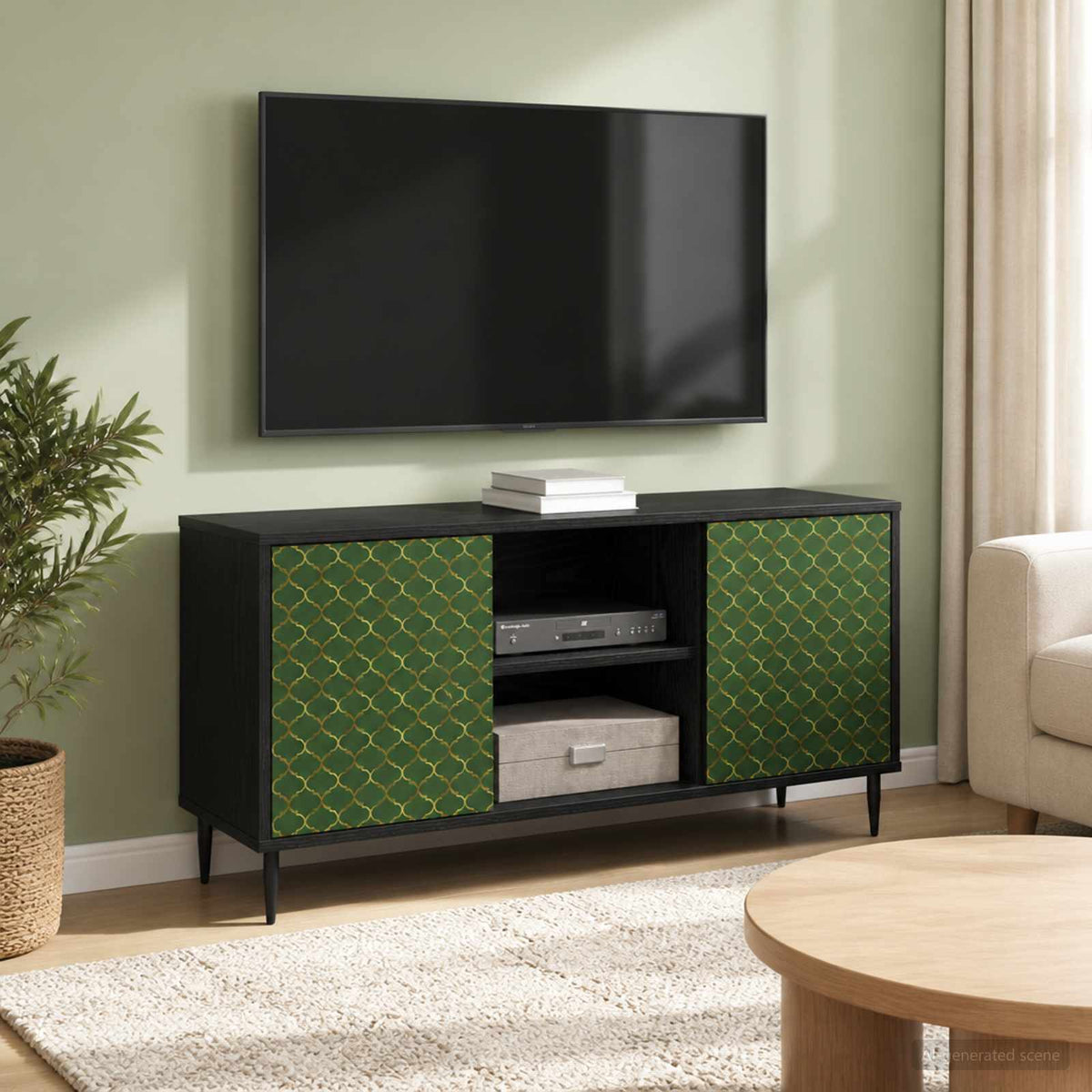 Wooden TV Stand 102cm Wide With 2 Doors And Raised Feet - Geleen
