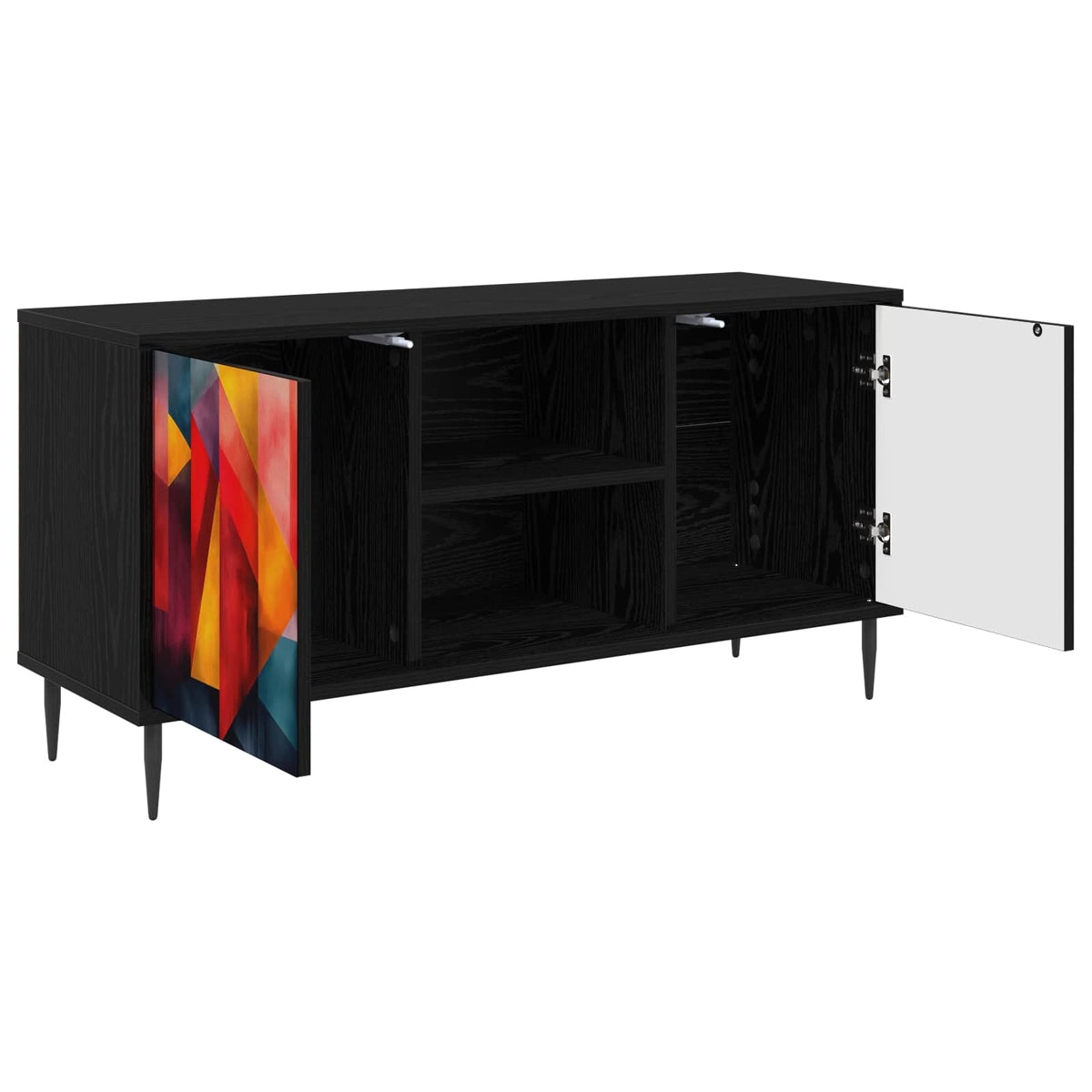 Wooden TV Stand 102cm Wide With 2 Doors And Raised Feet - Heesch