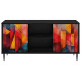 Wooden TV Stand 102cm Wide With 2 Doors And Raised Feet - Heesch