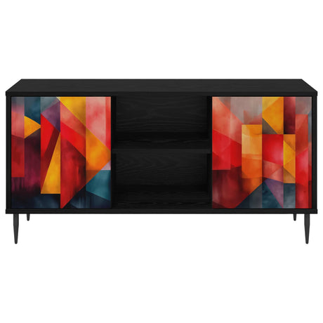 Wooden TV Stand 102cm Wide With 2 Doors And Raised Feet - Heesch