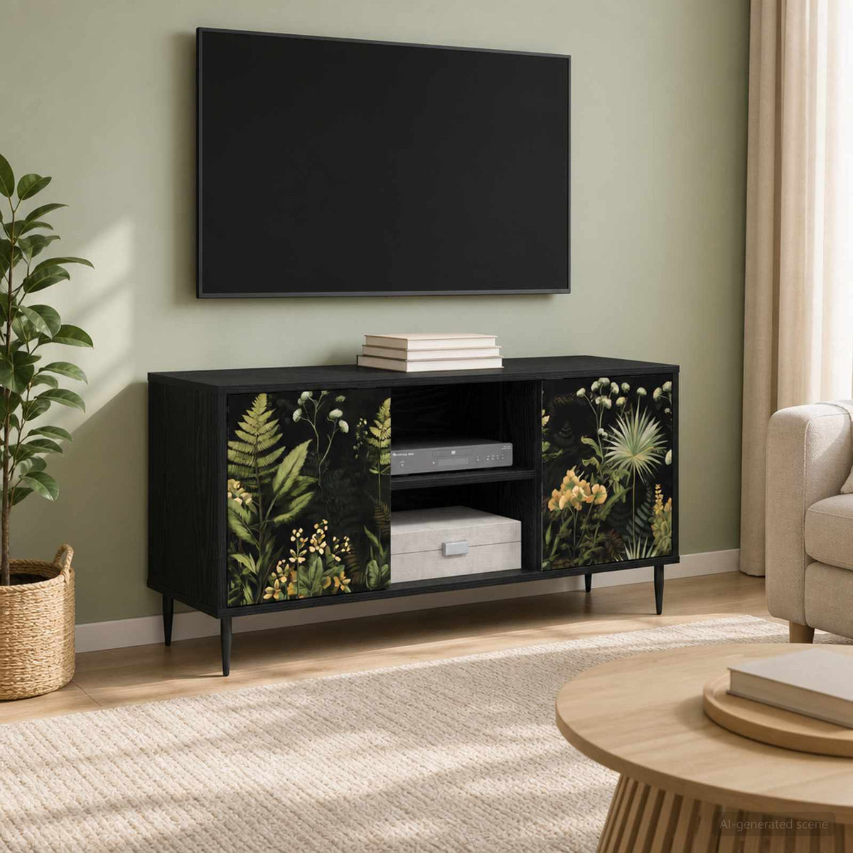 Wooden TV Stand 102cm Wide With 2 Doors And Raised Feet - Rhenen