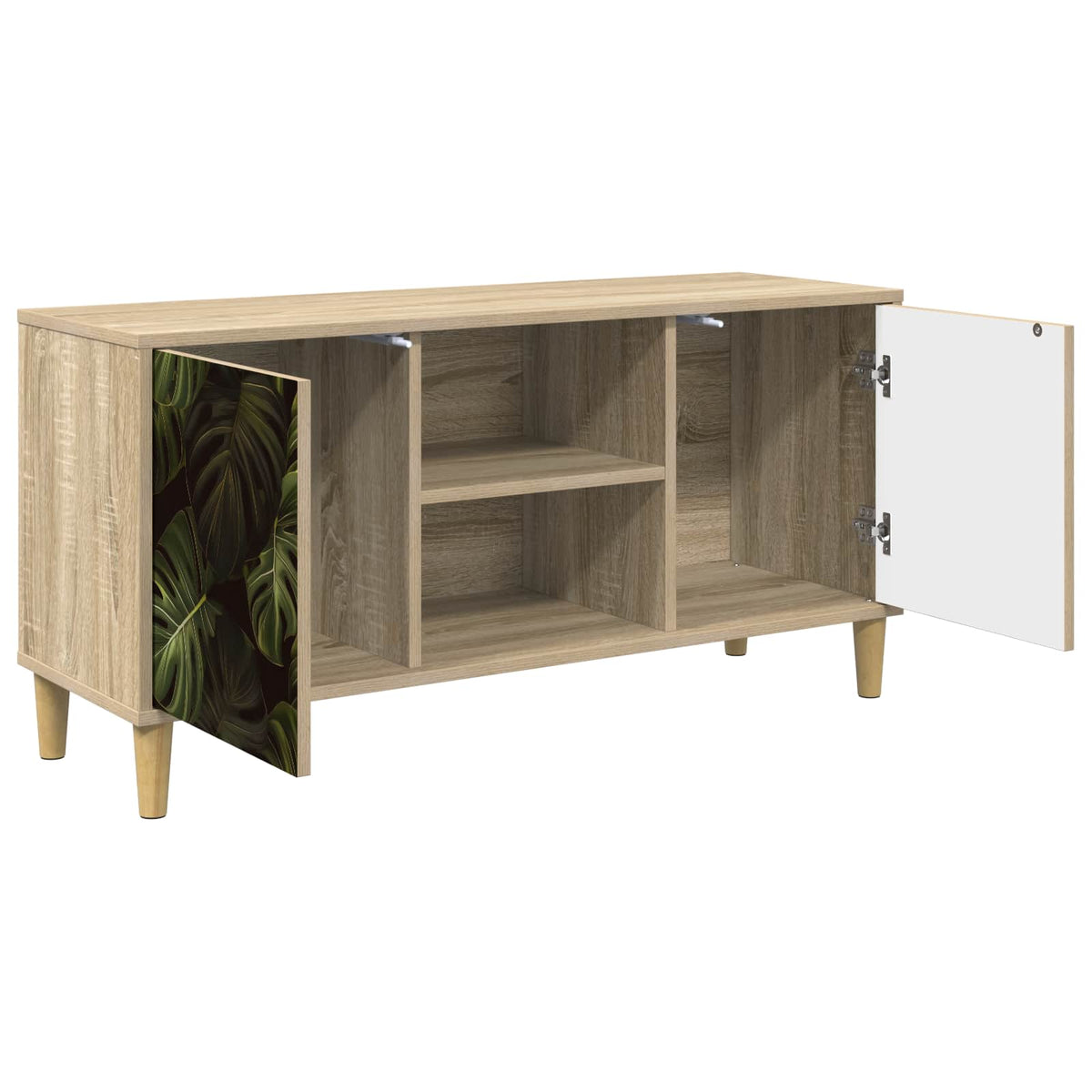 Wooden TV Stand 102cm Wide With 2 Doors - Elburg