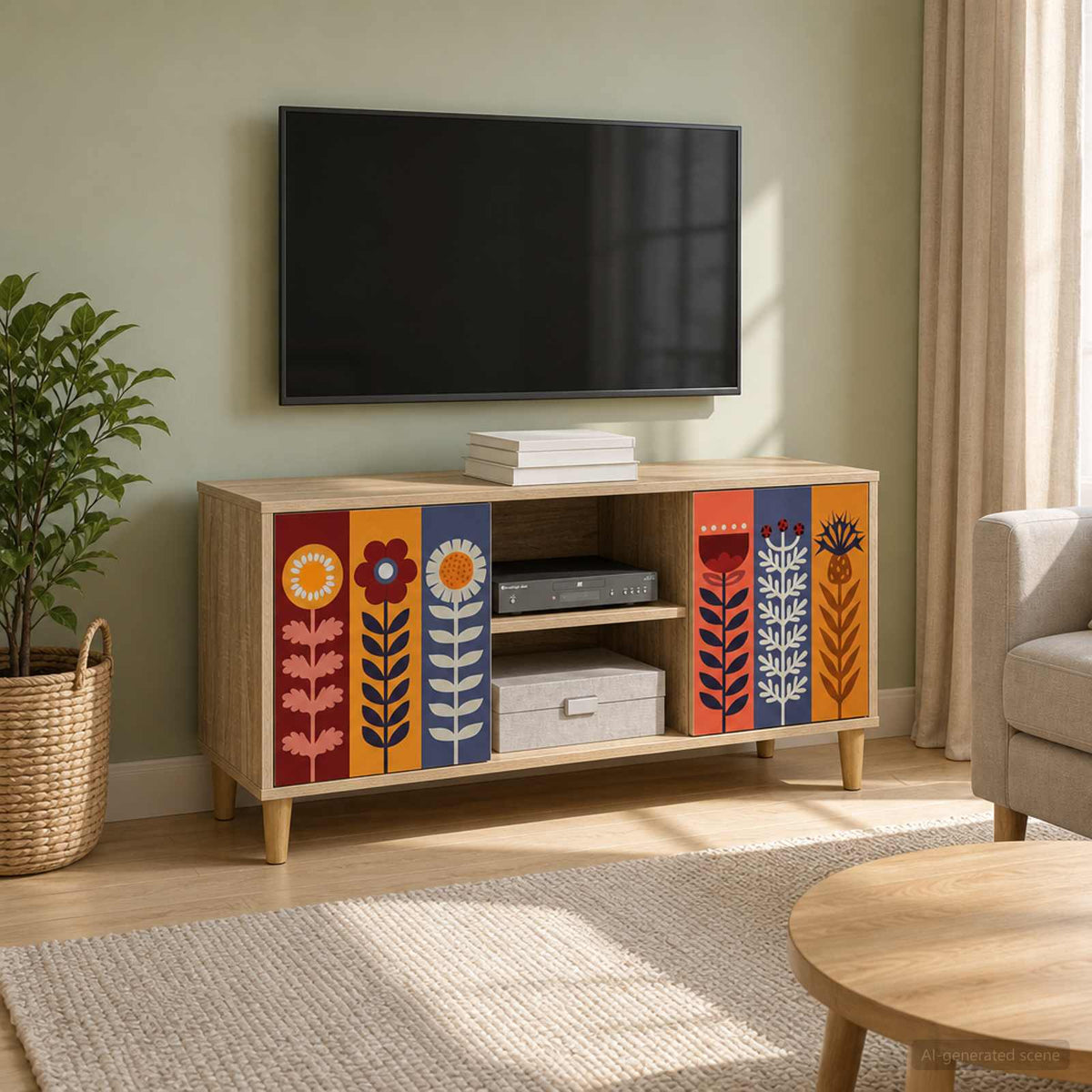 Wooden TV Stand 102cm Wide With 2 Doors - Essen