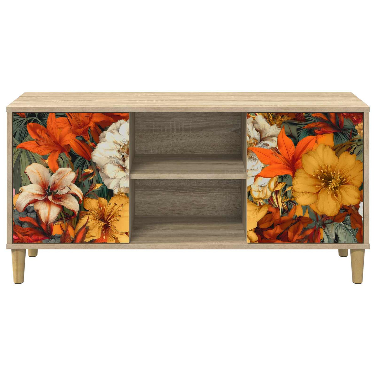 Wooden TV Stand 102cm Wide With 2 Doors - Gennep