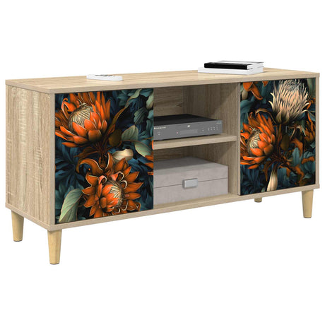 Wooden TV Stand 102cm Wide With 2 Doors - Lochem