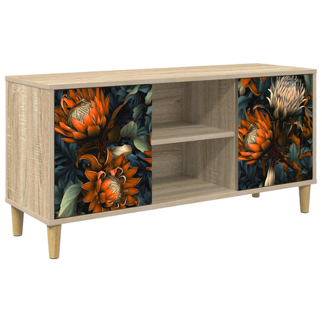 Wooden TV Stand 102cm Wide With 2 Doors - Lochem