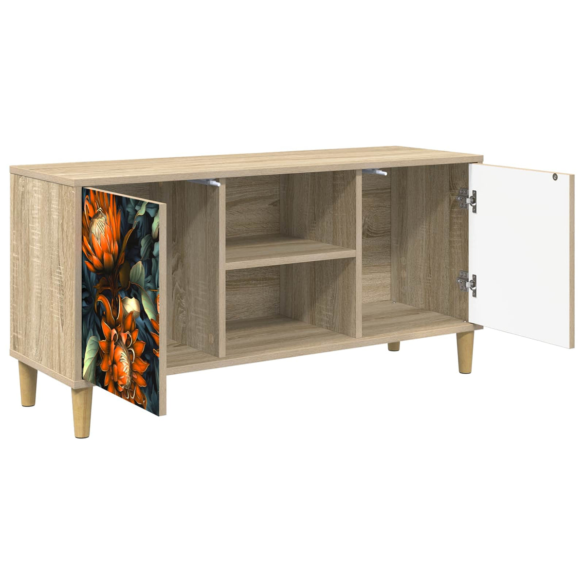 Wooden TV Stand 102cm Wide With 2 Doors - Lochem