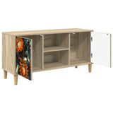 Wooden TV Stand 102cm Wide With 2 Doors - Lochem