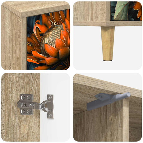 Wooden TV Stand 102cm Wide With 2 Doors - Lochem