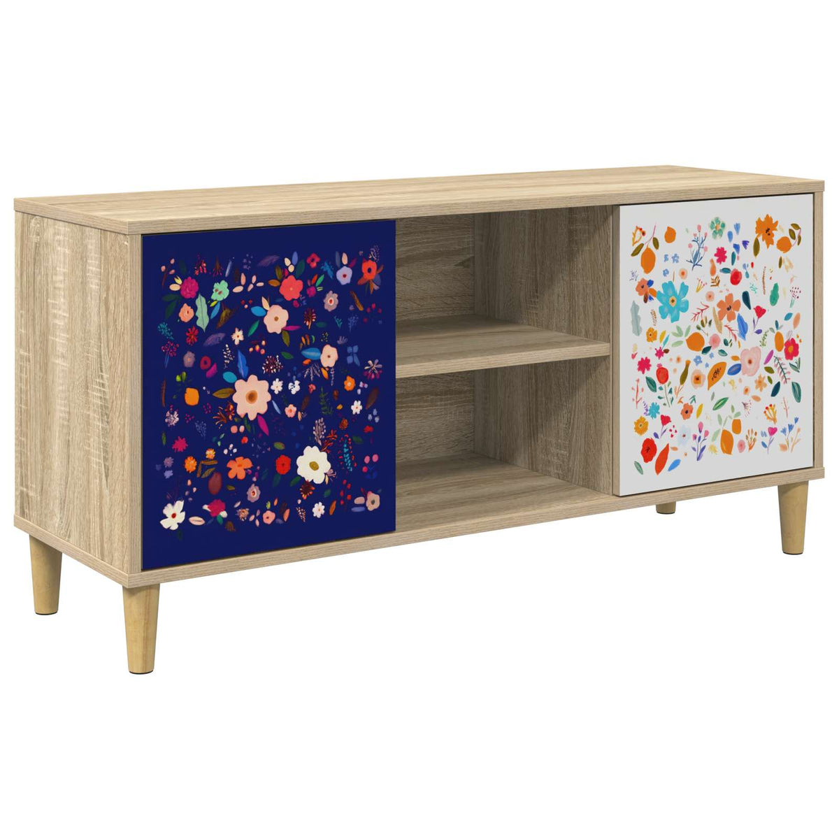 Wooden TV Stand 102cm Wide With 2 Doors - Mainz