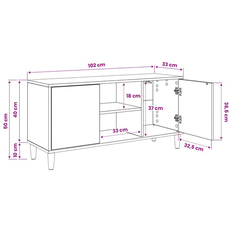 Wooden TV Stand 102cm Wide With 2 Doors - Ommen