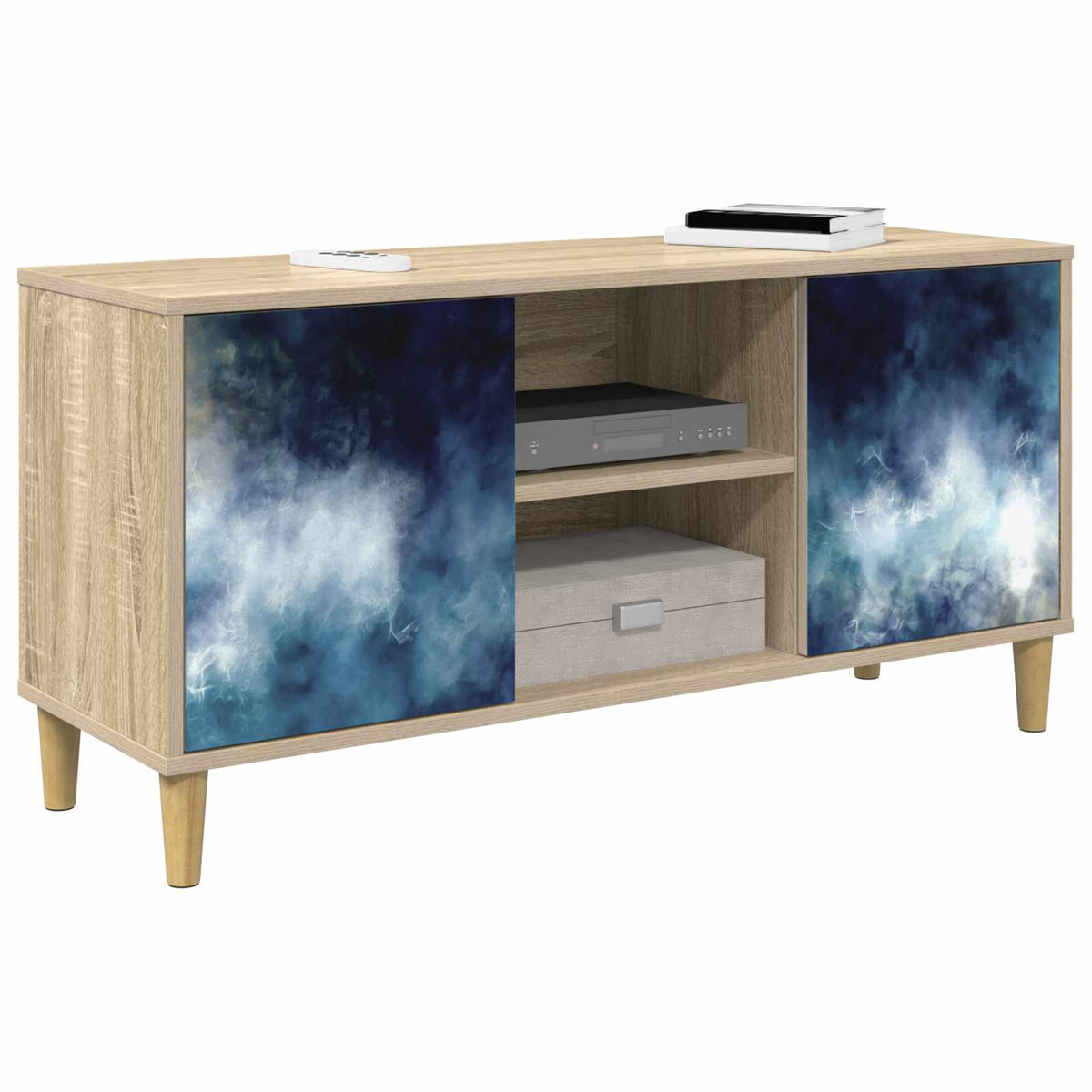 Wooden TV Stand 102cm Wide With 2 Doors - Raalte