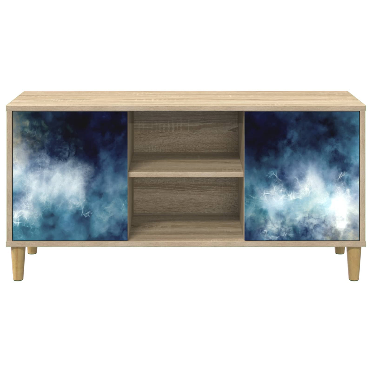 Wooden TV Stand 102cm Wide With 2 Doors - Raalte