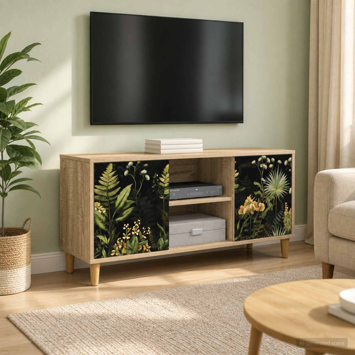 Wooden TV Stand 102cm Wide With 2 Doors - Rhenen