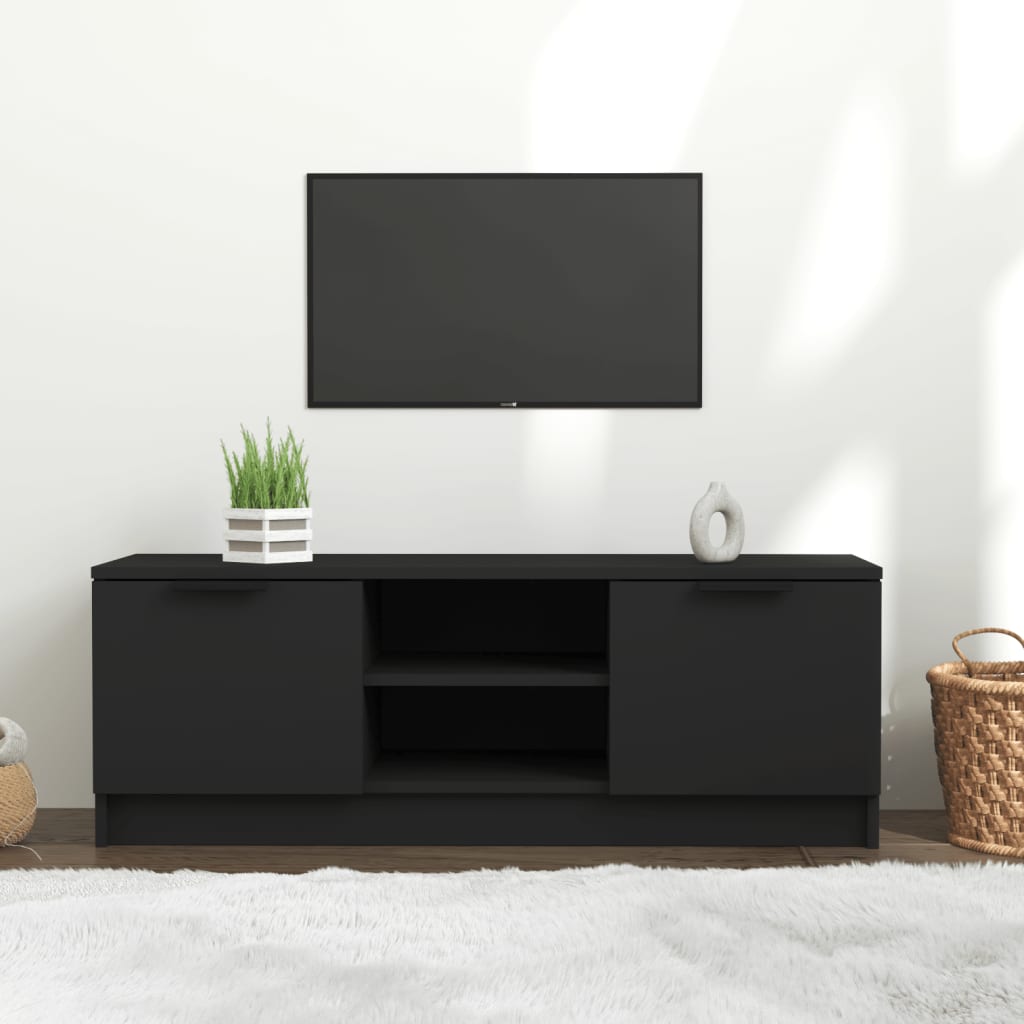 Wooden TV Stand 102cm Wide With 2 Doors - Vantage Home